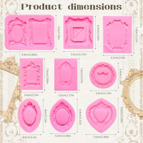 9-Piece Silicone Picture Frame Molds for Cake & Chocolate Decoration