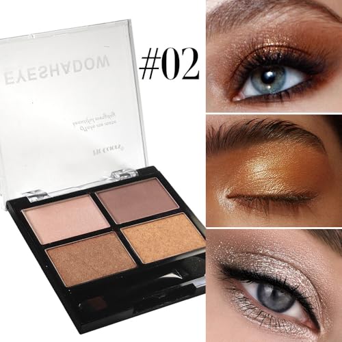 UOCK Four-Color Brown Eyeshadow Palette Matte and Shimmer Nude Makeup