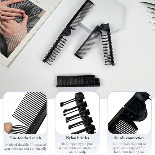 Zoolinn 3PCS Foldable Travel Hair Brush Set - Anti-Static Dual-Headed Compact Comb