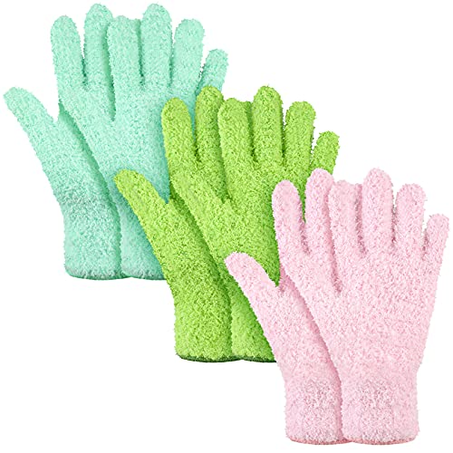 Patelai Microfiber Leaf Dusting Gloves for Indoor Plants, 3 Pairs, Medium