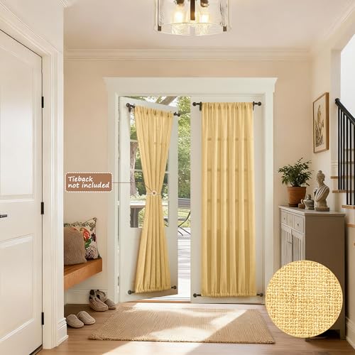 Tollpiz Beige Linen Semi-Sheer Door Curtain Panel - 25x72 in