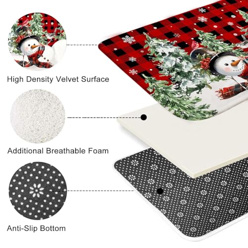 Christmas Shower Curtain Set with Snowman Pine Tree Bath Rugs & Toilet Lid Cover - Red 71" W x 71" L