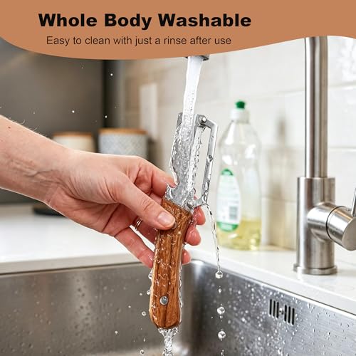 YQQKRCB Multifunctional Stainless Steel Vegetable Peeler with Wooden Handle