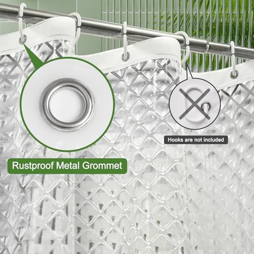 UFRIDAY 75-inch Clear Shower Curtain Liner, 3D Water Cube Waterproof PEVA