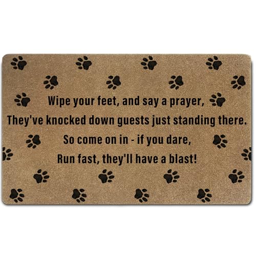 Funny Dog Coir Door Mat - Non-Slip Outdoor Welcome Mat 17x30 Inch