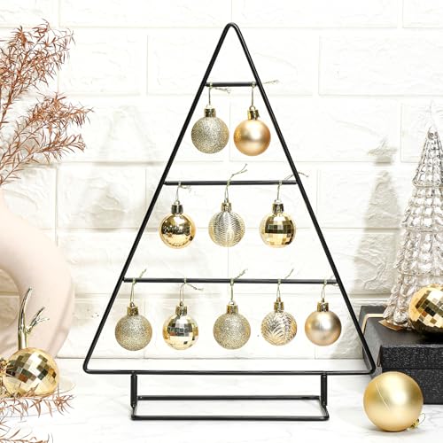 Metal Christmas Ornament Stand Tree Shaped Holder 16 Inch Black