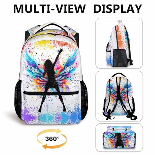 Music Themed Girls School Backpack - Large Capacity Bookbag (Color B)