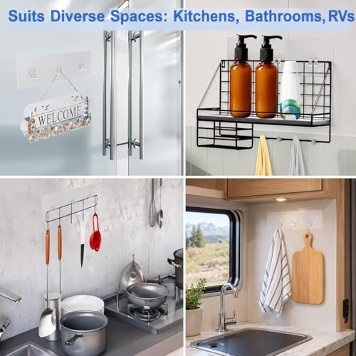 Strong Waterproof Shower Caddy Adhesive Hooks, No Drilling