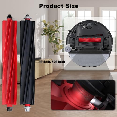 Soniicmomo Main Brush Replacement for Roborock S8 MaxV Ultra & S8 Max Ultra - Dual Rubber Brushes, Easy Install, Anti-Tangle, Quiet Floor Cleaning Set