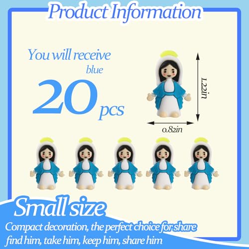 Blue Virgin Mary Figurines 20 Pcs Religious Egg Hunt Decoration Kids Gift
