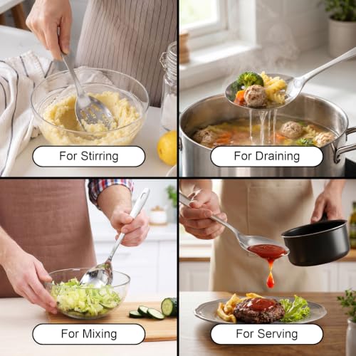 Kirecoo 2PCS Stainless Steel Serving Spoons Set - Silver
