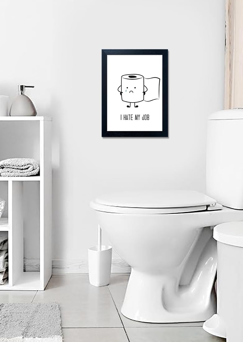Regine Switzerland Black and White Bathroom Wall Art - Humorous Toilet Paper Canvas Print | Minimalist Decor
