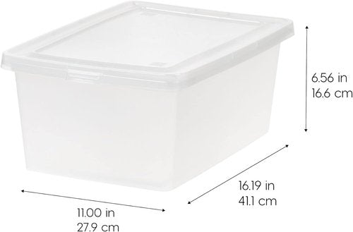 IRIS USA Storage Bins - 12-Pack Clear 15 Quart Stackable Containers for Shoes & Organization