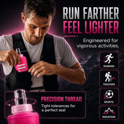FITLY Pink Soft Flask - 5oz Collapsible Water Bottle for Running & Hiking