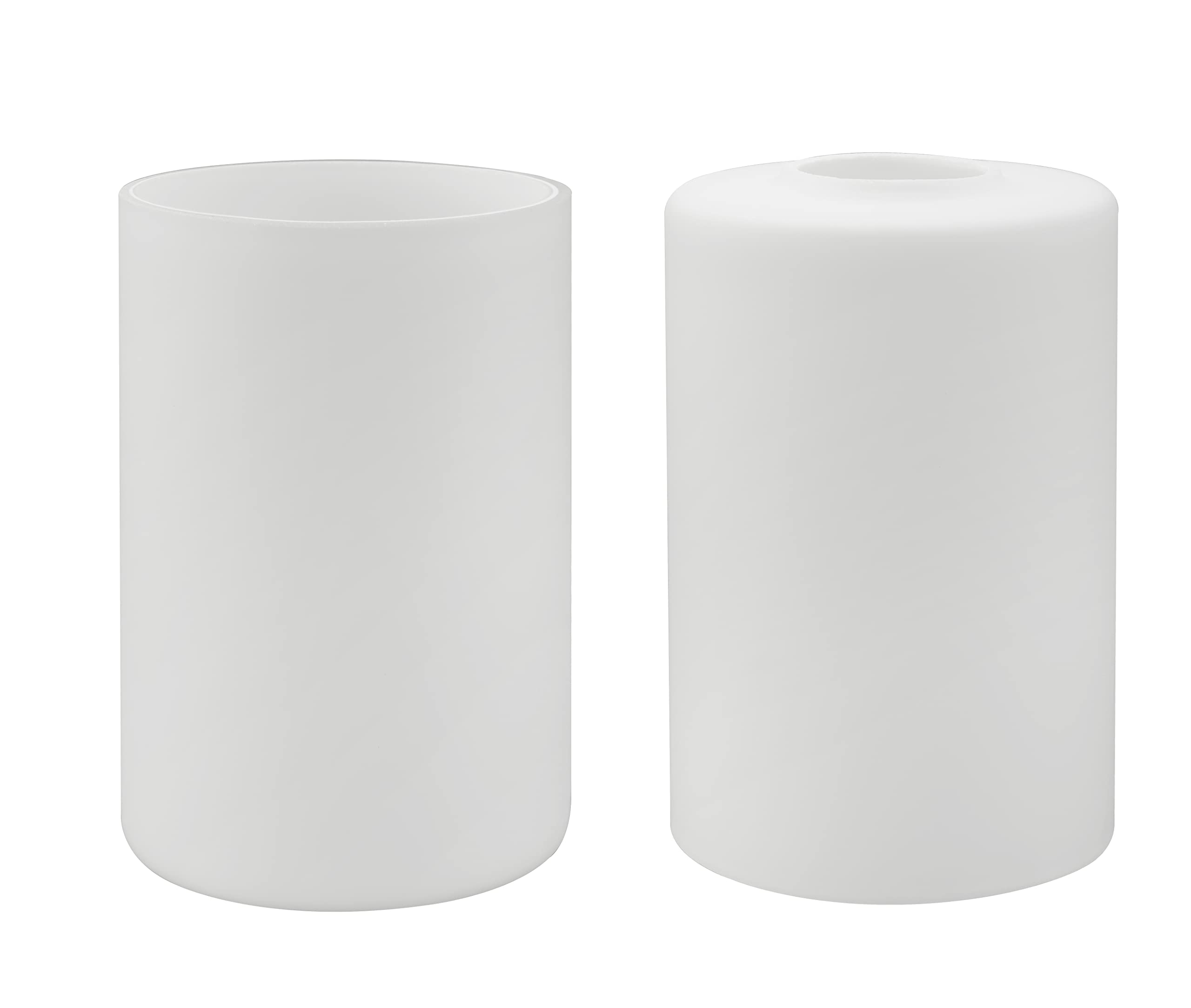 Aspen Creative 23609-02, White Opal Cylinder Glass Shade, 4" Dia x 6-1/8" H/Center Hole: 42mm, Set of 2