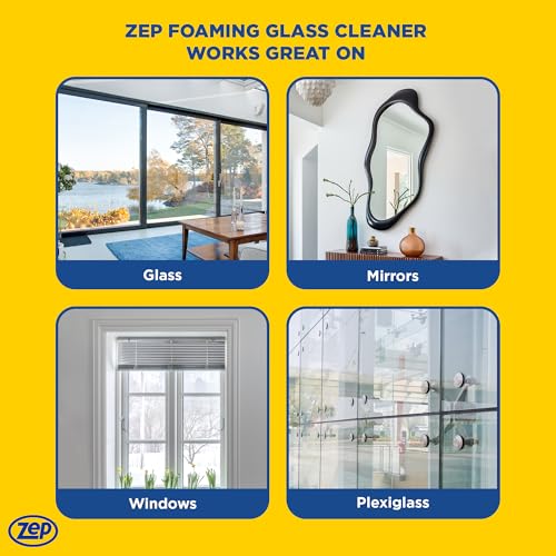 Zep Foaming Glass & Plexiglass Cleaner - 19 oz Case of 4, Streak-Free Surface Cleaner