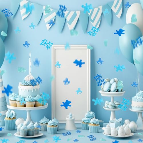 Blue Baby Shower Confetti - Boy Gender Reveal Decorations, 1000 Pieces