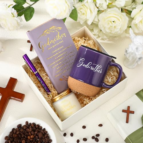 Purple Godmother Gifts Set for Women from Godchild - Mug, Candle, Notebook & Pen