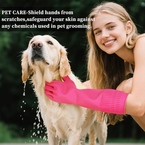 Reusable Rubber Cleaning Gloves - 15-Inch Long, Large (Fits Medium Hands)