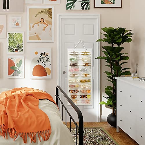 Beige Hanging Hair Claw Clips Organizer for Wall & Closet