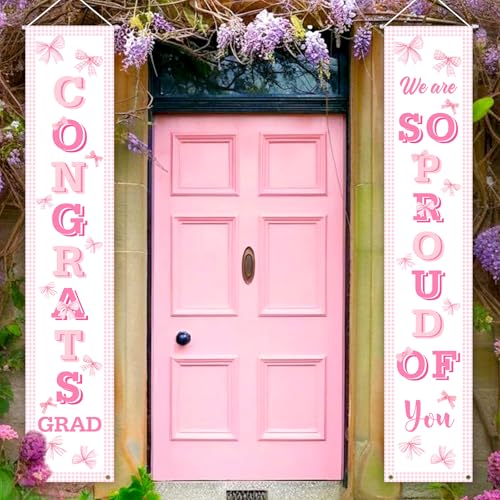 Pink Graduation Banner for Class of 2026 – Congrats Grad Decoration