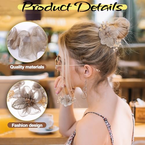 Clear Flower Scrunchies Rhinestone Hair Ties 2 PCS