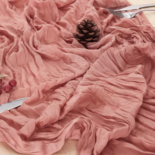Dusty Pink Cheesecloth Table Runner 120 Inch Boho Wedding Decor - 12 Pack