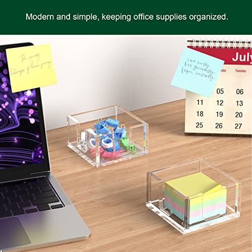 BOSSCASA Acrylic Sticky Note Holder for 3x3 Inch Pads, Clear Desk Organizer