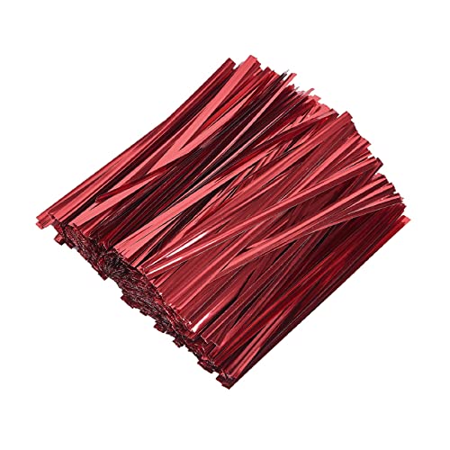 800 Pcs Red 4" Metallic Twist Ties for Bakery & Crafts