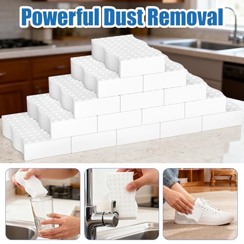 Kickleen 20 Pack Magic Eraser Sponges, 2X Density Melamine Cleaning Pads