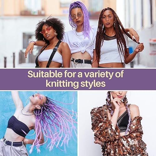 MAQIHAN 24 Inch Jumbo Braiding Hair Extensions, Light Purple Synthetic Hair