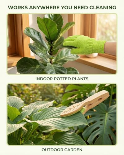 3-Piece Plant Leaf Cleaning Set with Microfiber Tongs & Gloves