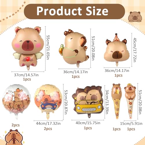 Capybara Birthday Party Decorations - 10 PCS Mylar Foil Balloons