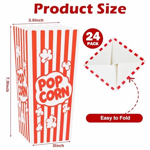 Homrelaxy 24 Pcs Paper Popcorn Boxes for Parties - Food-Grade Containers