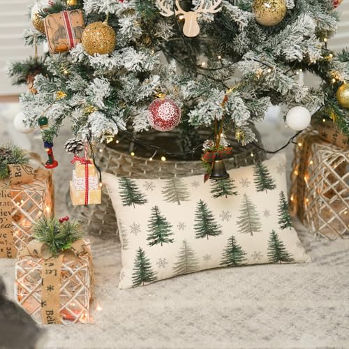 20x12 Inch Christmas Snowflake Throw Pillow Cover - Merry Holiday Cushion Case for Sofa & Couch