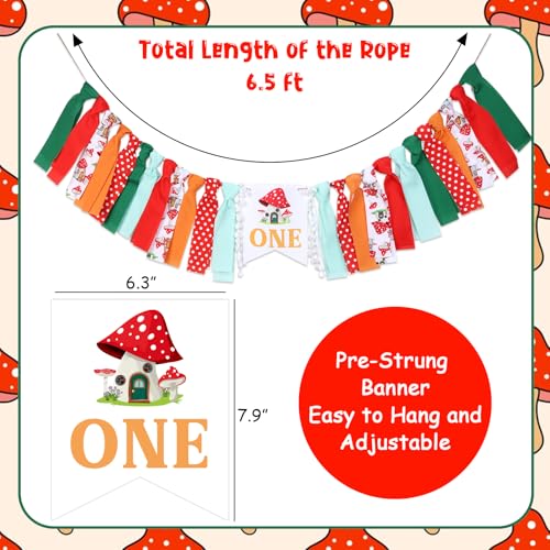 Red Mushroom 1st Birthday Highchair Banner - Fairy Theme Decor