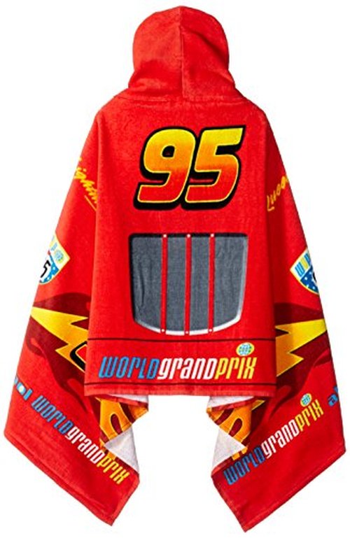 Jay Franco Kids Hooded Towel – 22" x 51" Super Soft Bath Wrap with 3D Hood, Beach, Pool & Travel, Official Licensed Product, Red - Cars