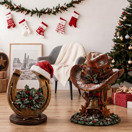 Western Cowboy Christmas Wooden Cutouts - Holiday Decor Set of 4
