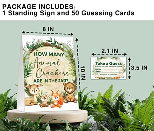 Jungle Safari Baby Shower Game Sign and Guessing Cards Set
