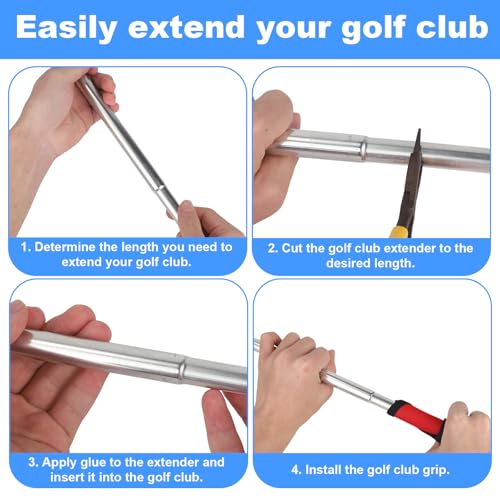 2pcs Golf Club Extensions, Golf Club Extensions Steel Shaft Putter Length Adjustment Tool Sport Equipment Repair and Replacement Parts