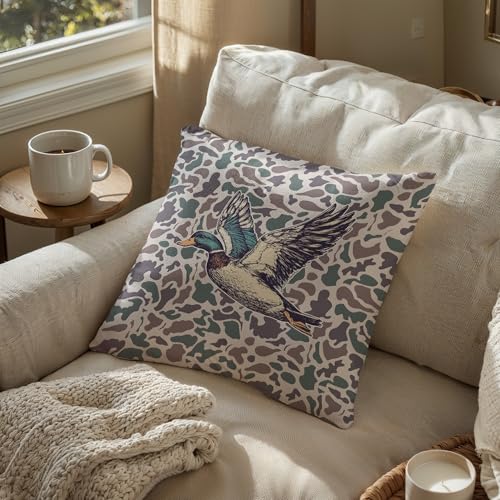 Vintage Camo Duck Throw Pillow Cover 18x18 - 100% Cotton