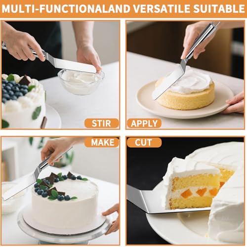 2-Piece Stainless Steel Offset Spatula Set - 6 Inch & 8 Inch Cake Frosting