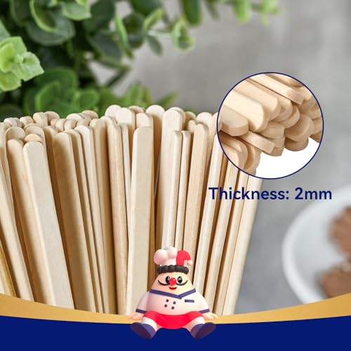 5.5 Inch Wooden Coffee Stirrers - 100 Count Durable Birch Sticks
