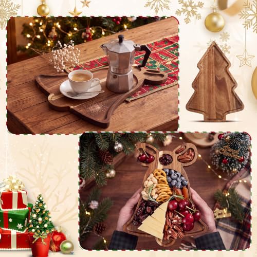 Christmas Bell-Shaped Acacia Wood Serving Platter - Holiday Charcuterie Board
