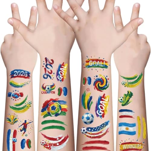 Achoulei 45 Pcs Soccer Temporary Tattoos World Cup Party Favors