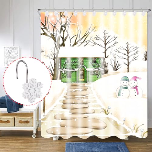 EVOOKA White Snowflake Shower Curtain Hooks - 12pcs Christmas Decor