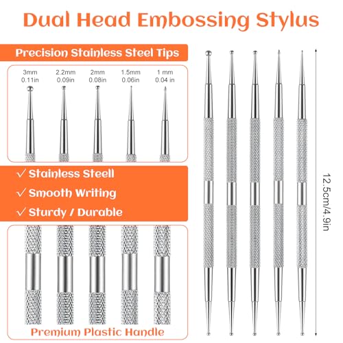 Dual-Ended Stainless Steel Nail Art Dotting Tool Set 5 Pcs