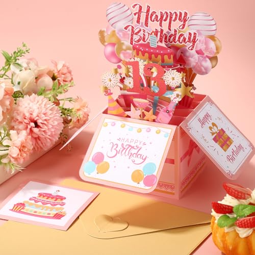 Gosknor 3D Pop Up Happy Birthday Card with Envelope and Note Card