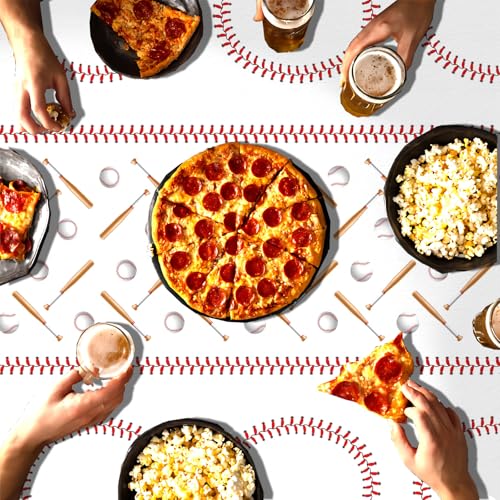OQOQ Baseball Party Decorations Tablecloth Set - 3 Packs, 108x54 Inches