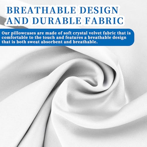 White Satin Neck Bolster Pillow Covers 2-Pack - Breathable, Zippered, 18x6 Inch